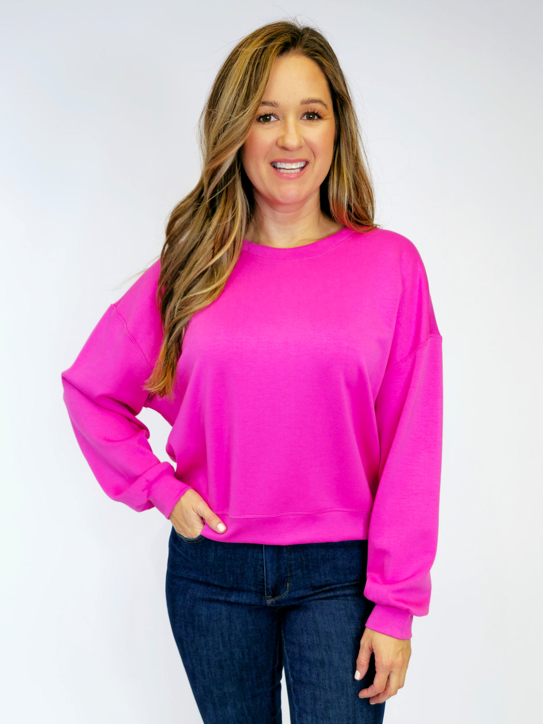 SCUBA CREWNECK SWEATSHIRT  - FUCHSIA