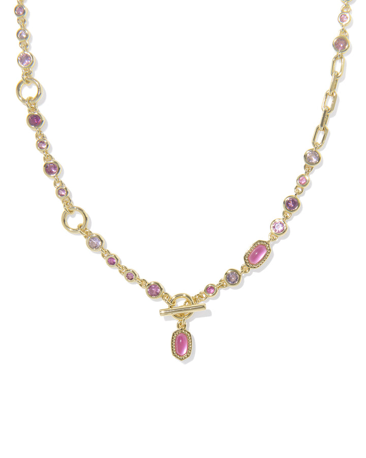 KENDRA SCOTT MINI ELISA ABBIE STRAND NECKLACE - GOLD PINK MIX