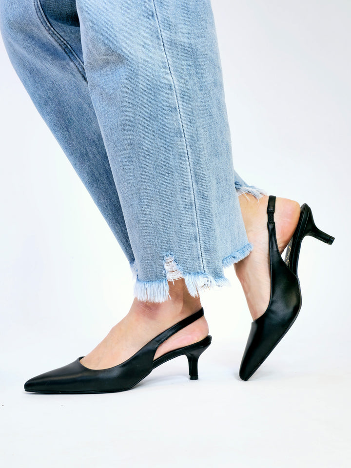 MATISSE GRAZIA SLINGBACK KITTEN HEEL - BLACK