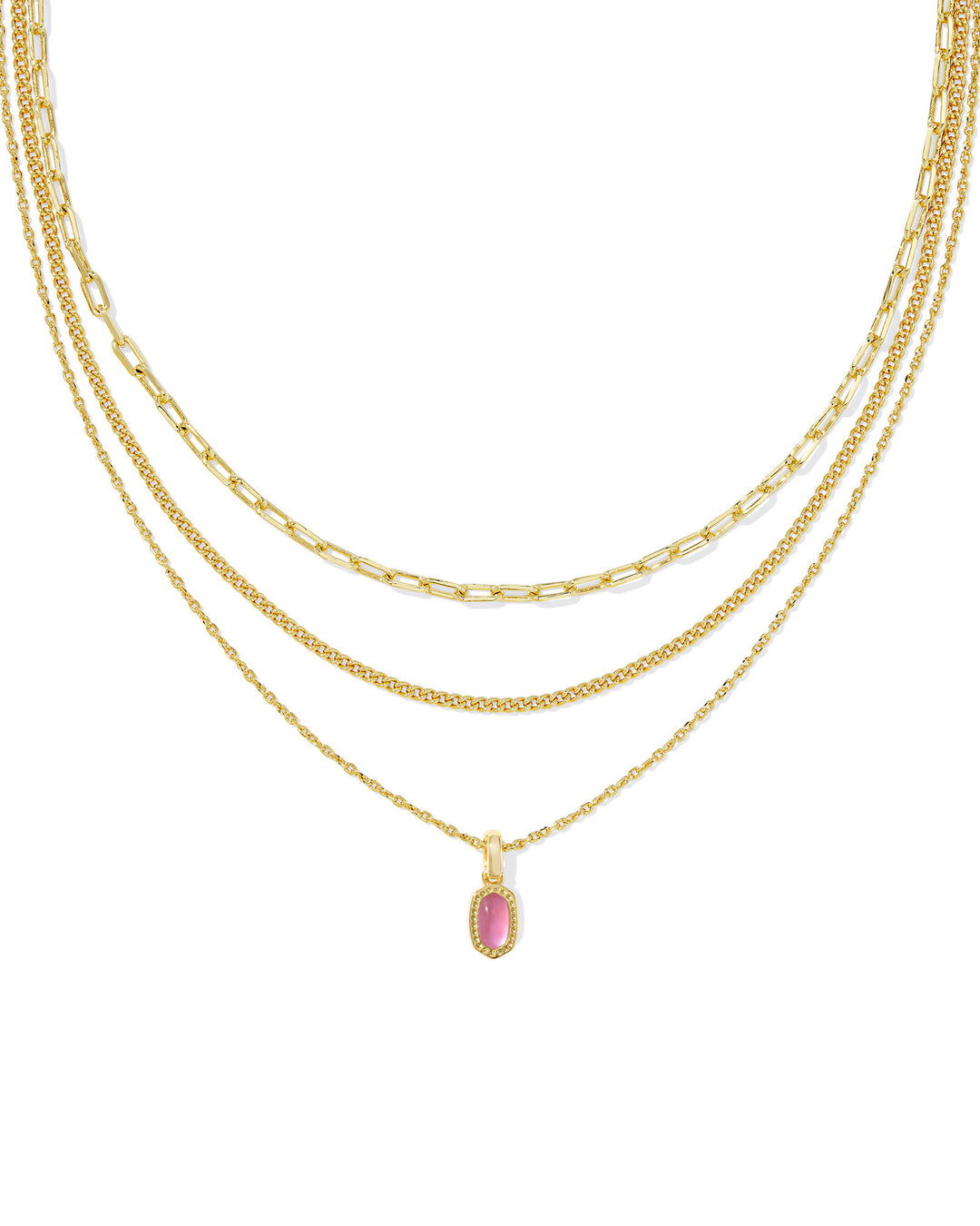 KENDRA SCOTT MINI ELISA TRIPLE STRAND NECKLACE - GOLD AZALEA ILLUSION