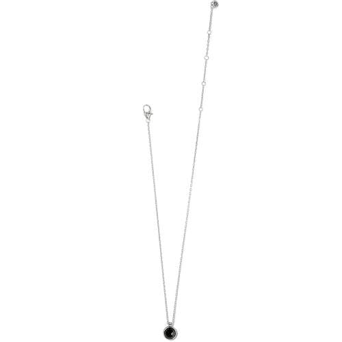 PEBBLE DOT ONYX SHORT NECKLACE - SILVER-BLACK