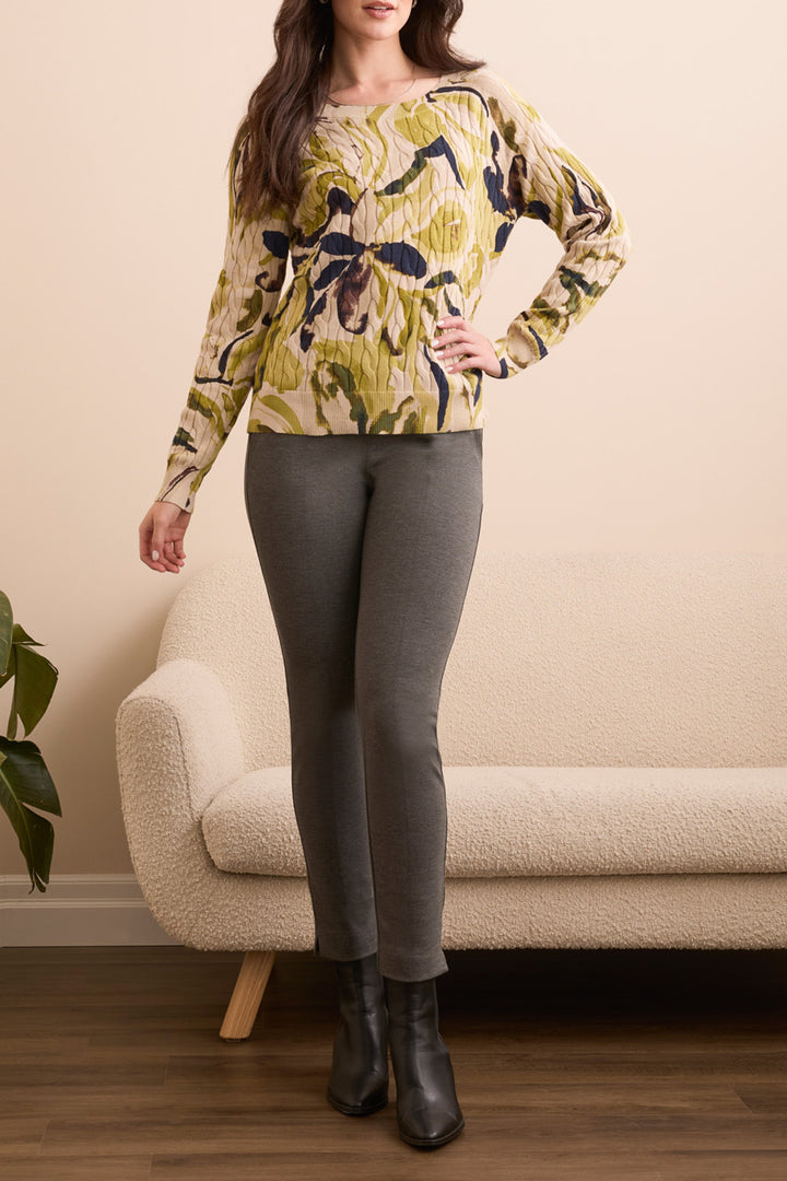 LONG SLEEVE CREW NECK SWEATER - LEEK
