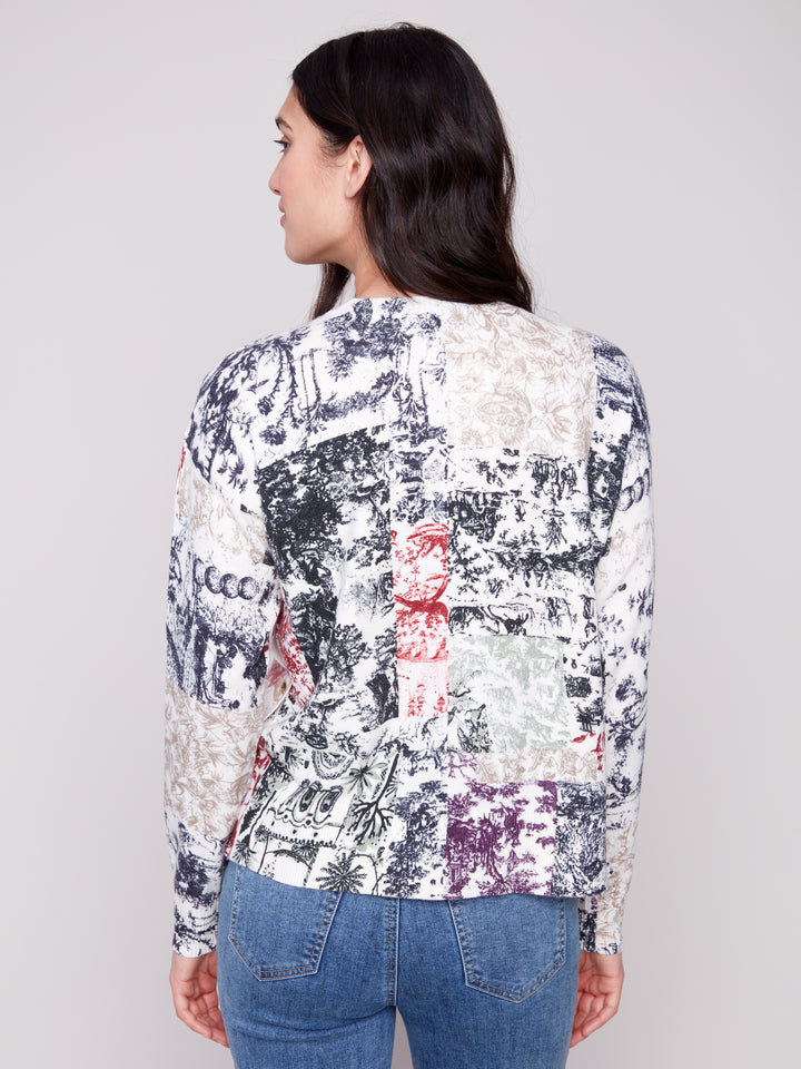 PRINTED SWEATER WITH SIDE BUTTONS - FRAME