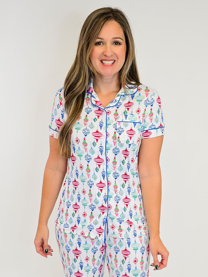 SHORT SLEEVE BUTTON UP SLEEP SHIRT - WHIMSICAL WONDERS