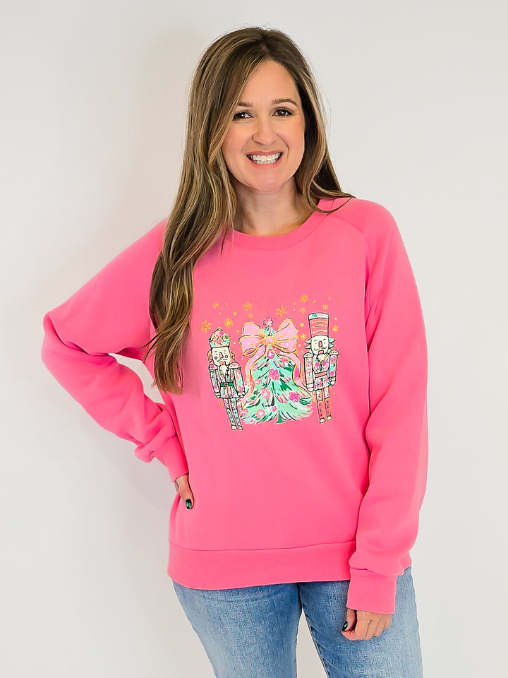 SUGAR PLUM NUTCRACKER SWEATSHIRT - PINK