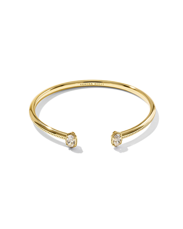 KENDRA SCOTT MINI ELTON LUXE CUFF BRACELET - GOLD WHITE CZ S/M