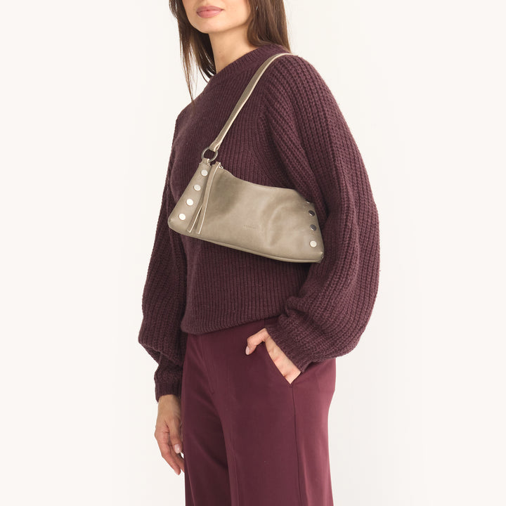 HAMMITT KYLE SMALL HANDBAG - PEWTER PEBBLE/BRUSHED SILVER