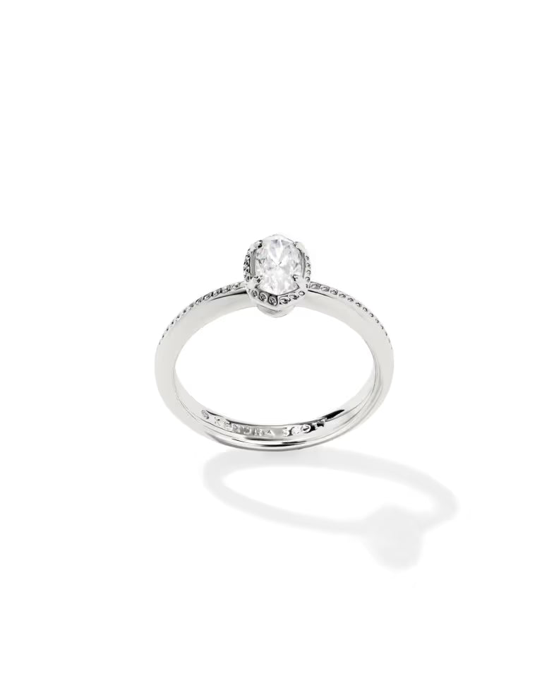 KENDRA SCOTT MINI ELYSE LUXE BAND RING - SILVER WHITE CZ 7