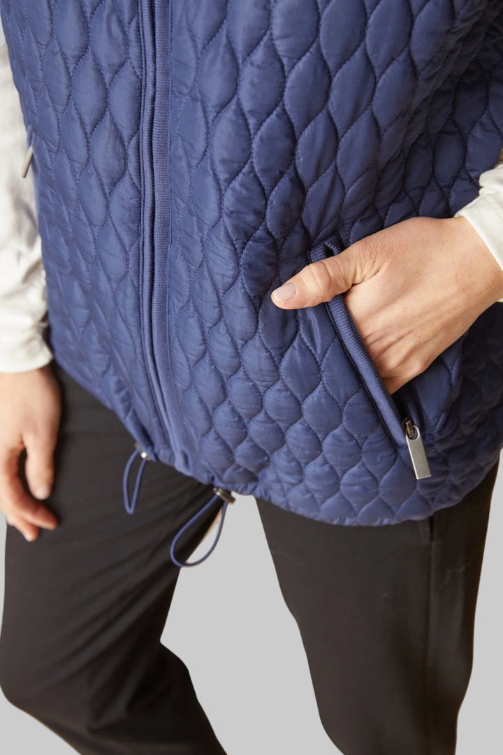 DOUBLE FACED QUILT ZIP UP VEST - NAVY