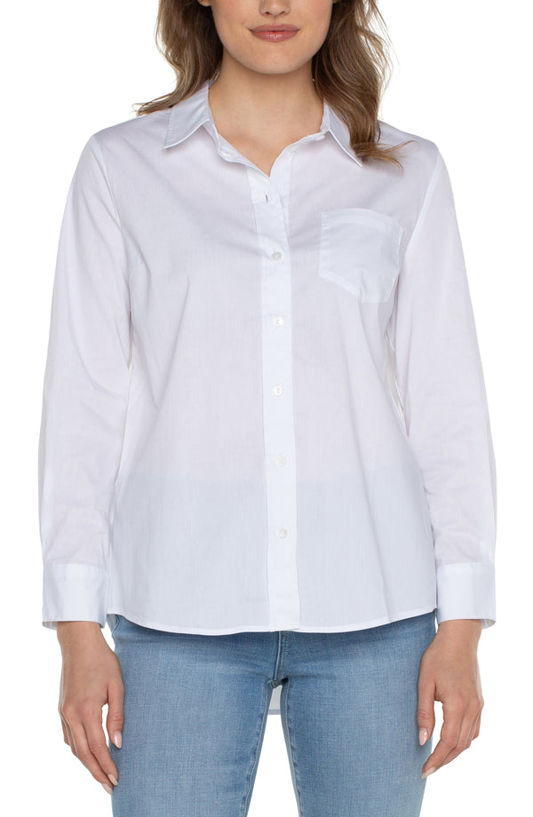 CLASSIC FIT BUTTON FRONT POPLIN SHIRT - WHITE