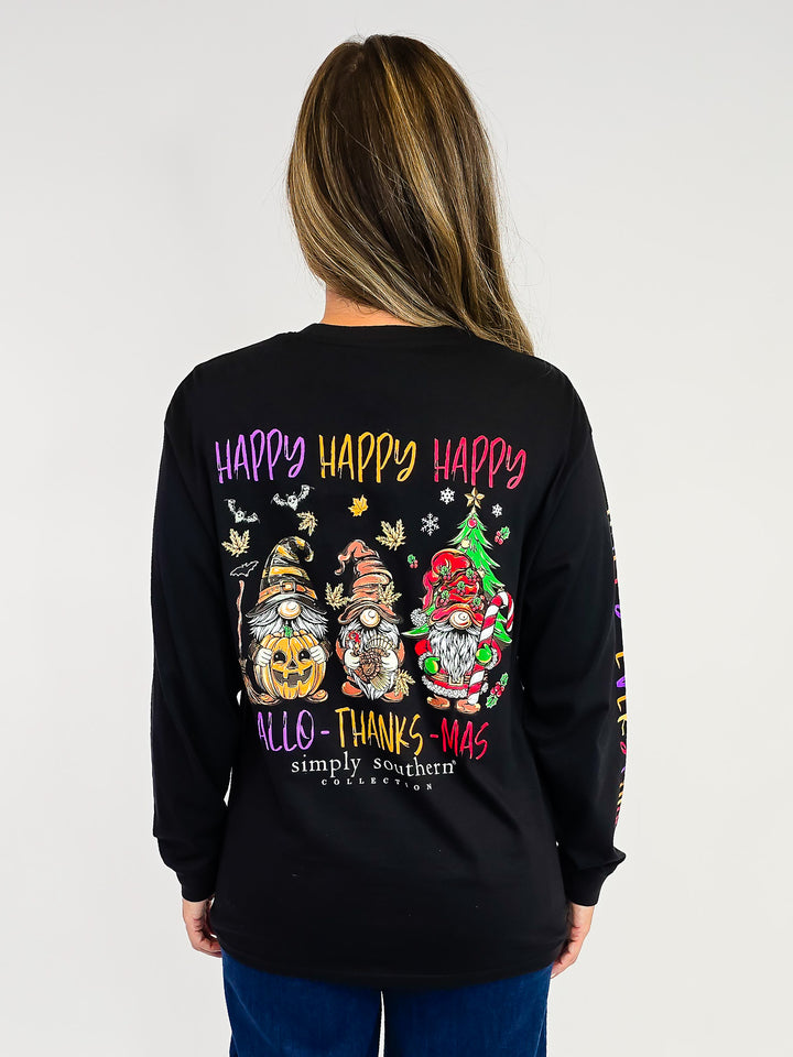 SIMPLY SOUTHERN HAPPY EVERYTHING LONG SLEEVE TEE - BLACK