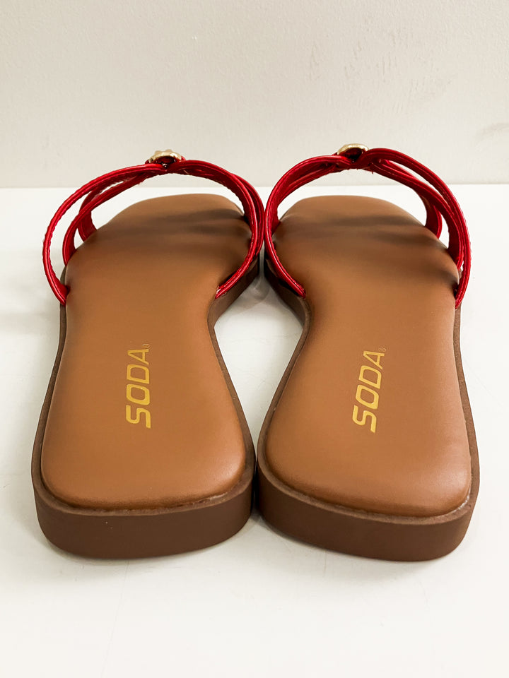 SODA SLIP ON MYRTLE SANDALS - RED