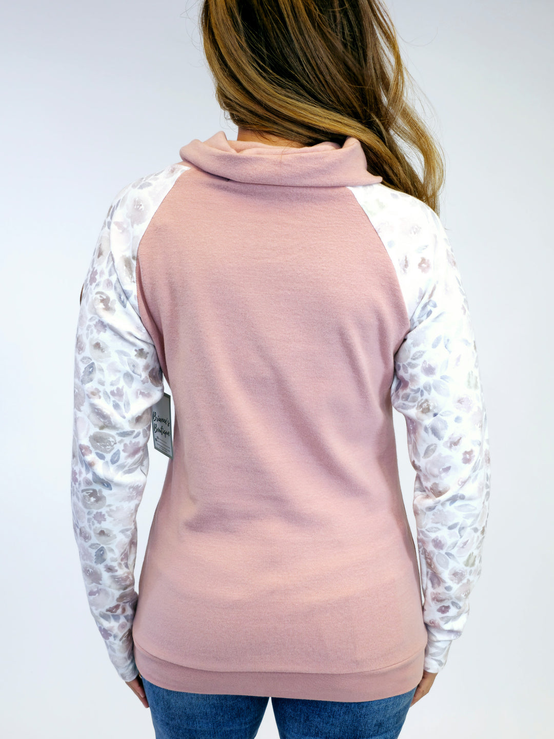 ZOEY ZIP COWL PULLOVER - PINK/BLUSH FLORAL