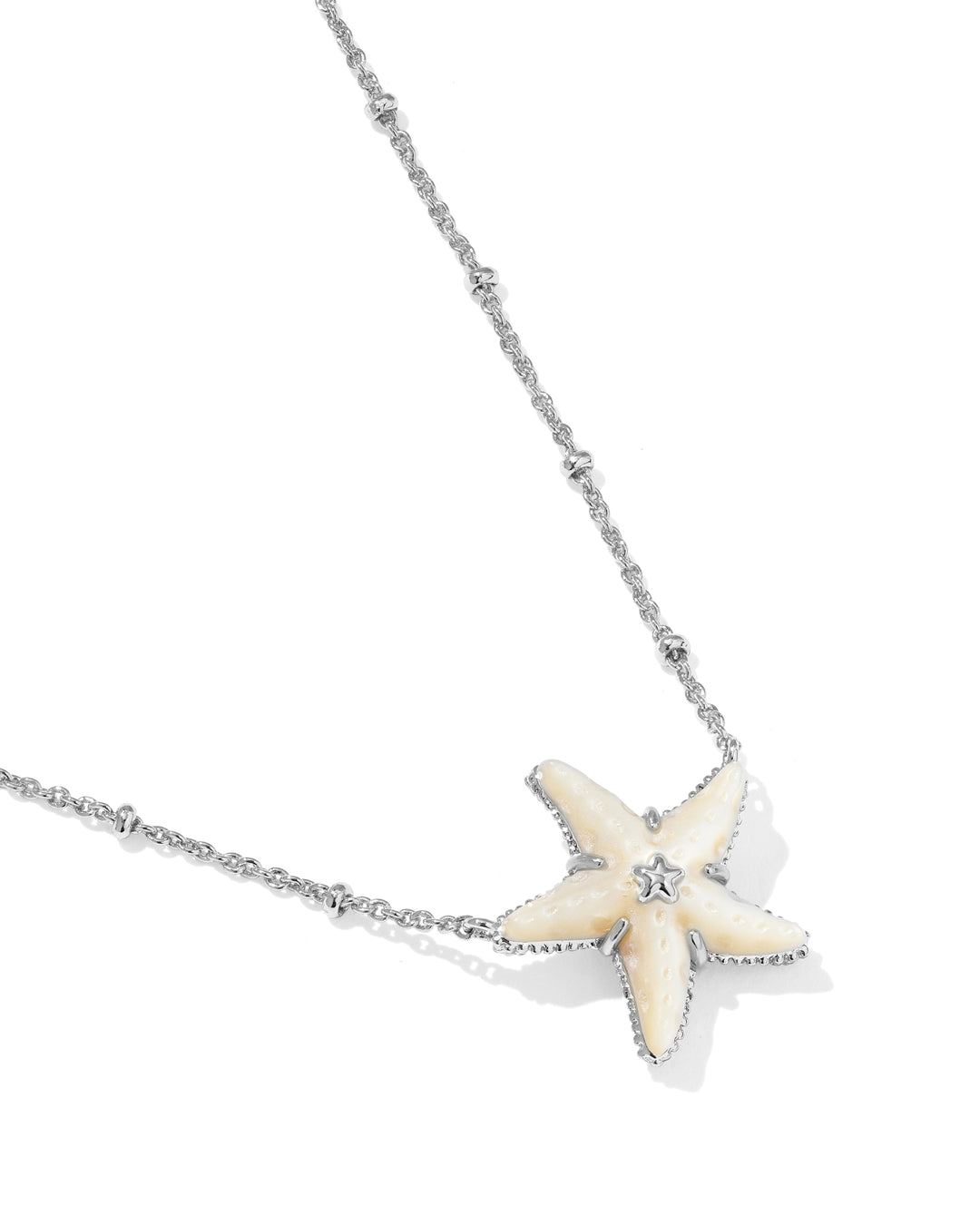 KENDRA SCOTT PARKER STARFISH SHORT PENDANT NECKLACE - SILVER NATURAL MOP