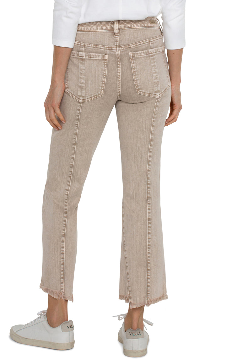 HANNAH CROP FLARE W/UNEVEN FRAY HEM - 27" INSEAM - BISCUIT TAN