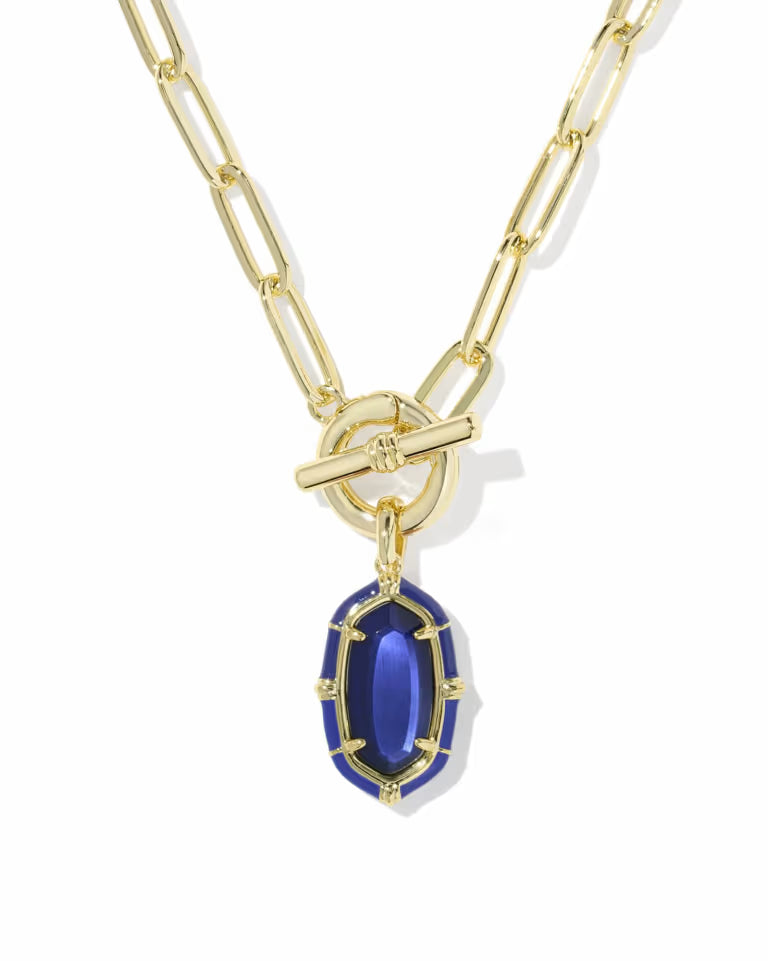 KENDRA SCOTT ELISA ENAMEL LINK AND CHAIN NECKLACE - GOLD COBALT ILLUSION