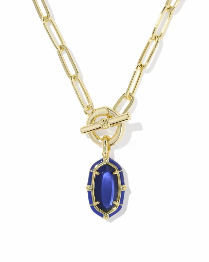 KENDRA SCOTT ELISA ENAMEL LINK AND CHAIN NECKLACE - GOLD COBALT ILLUSION
