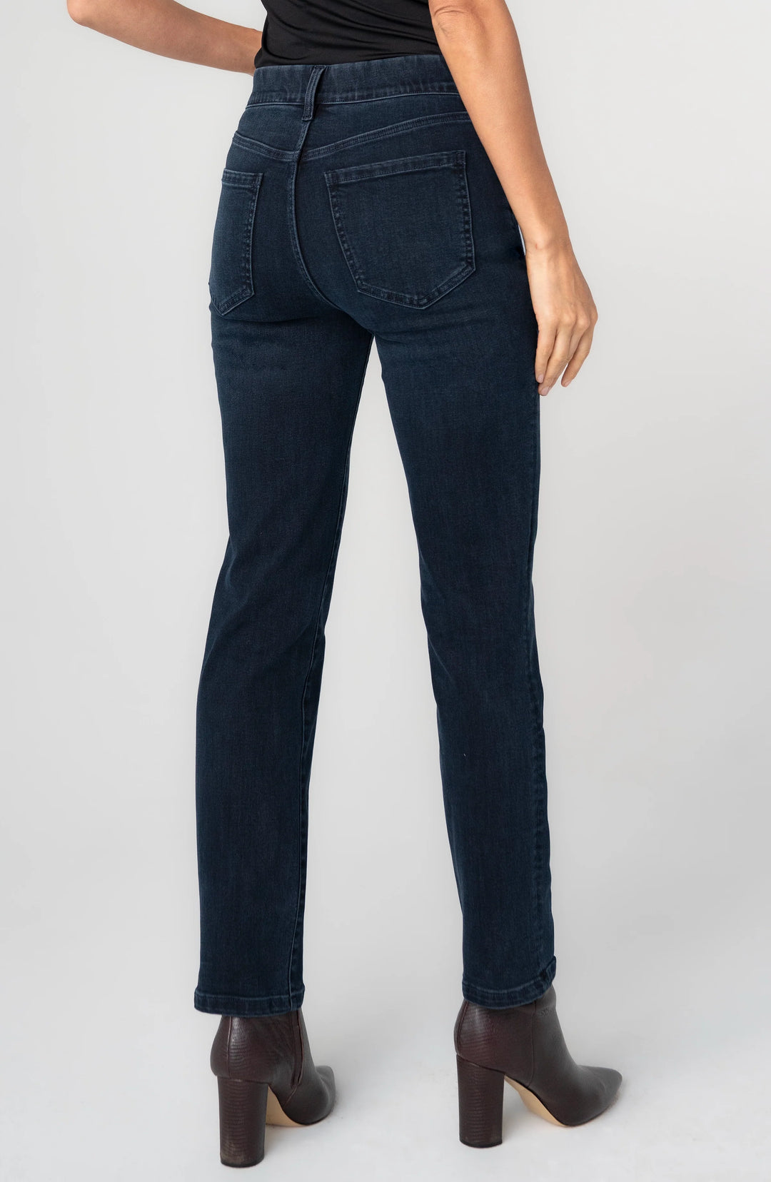 GIA GLIDER PULL-ON SLIM JEANS - 29" INSEAM - RAVEN WING