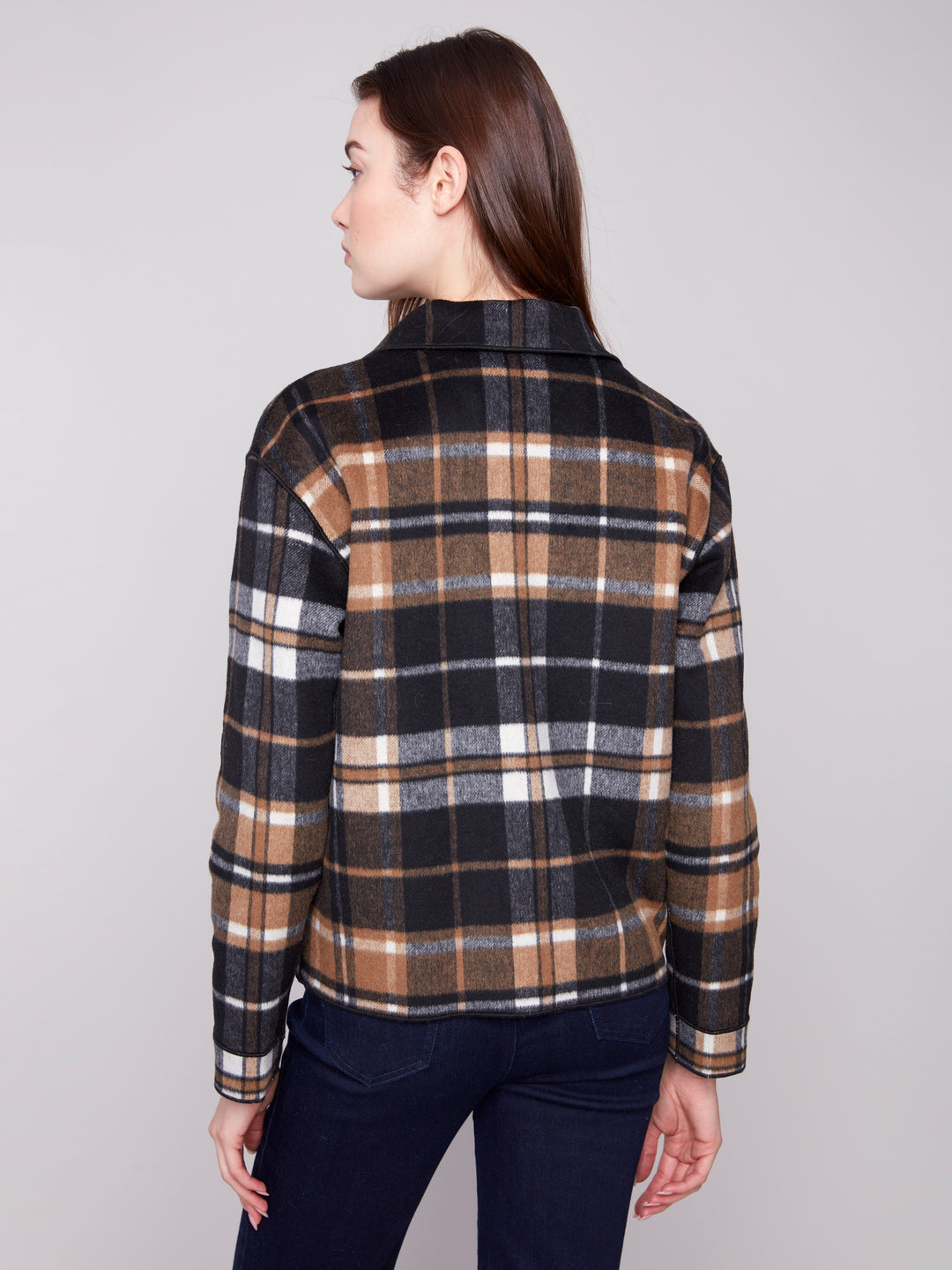 REVERSIBLE PLAID JACKET - CACAO