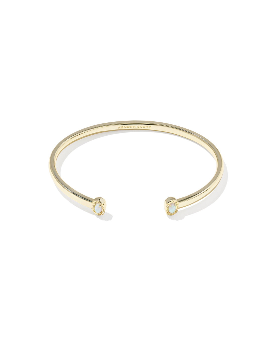 KENDRA SCOTT MINI ELTON CUFF BRACELET - GOLD BRIGHT WHITE OPAL S/M