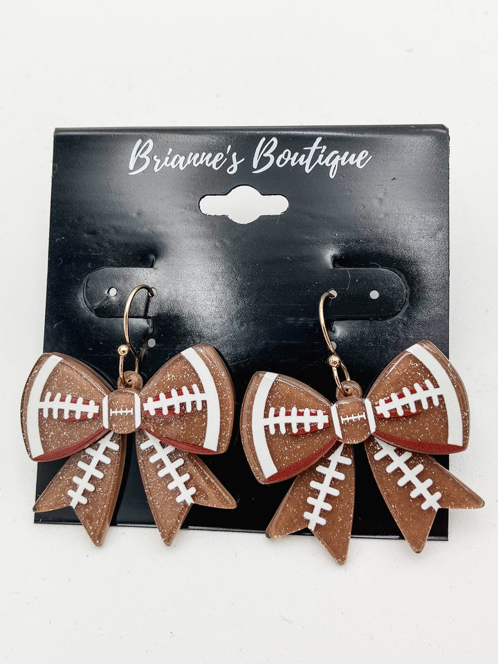 FOOTBALL BOW DROP EARRINGS
