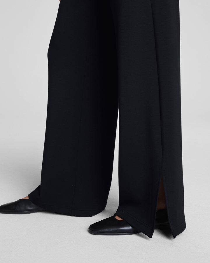 SPANX AIRESSENTIALS SMOOTH FRONT WIDE LEG PANT - VERY BLACK