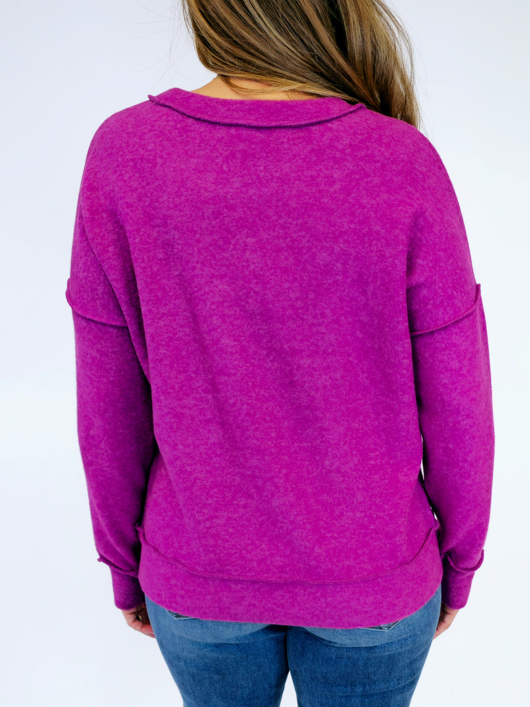 BRUSHED DROP SHOULDER SWEATER - LIGHT PLUM