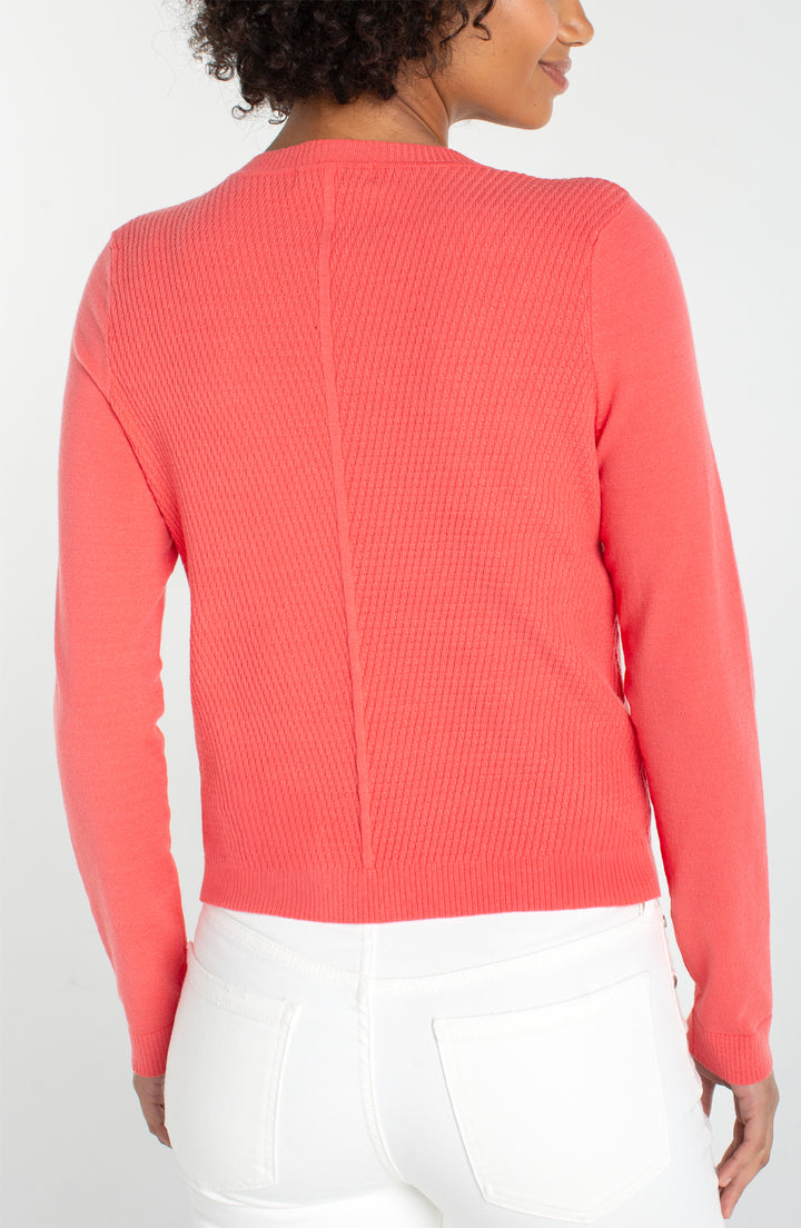 LONG SLEEVE CREW NECK SWEATER - SUNSET CORAL