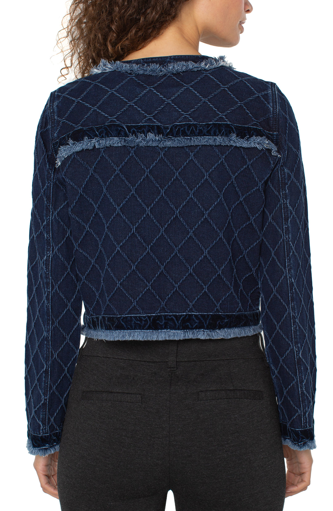 FRAY EDGE JACKET W/VELVET TRIM - DIAMOND DARK