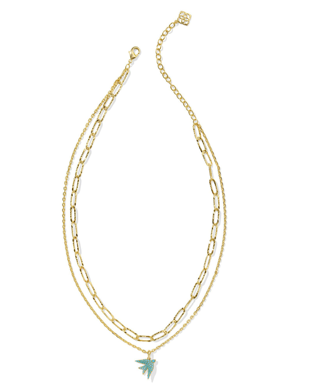 KENDRA SCOTT MELODY BIRD MULTI STRAND NECKLACE - GOLD TEAL CRYSTAL