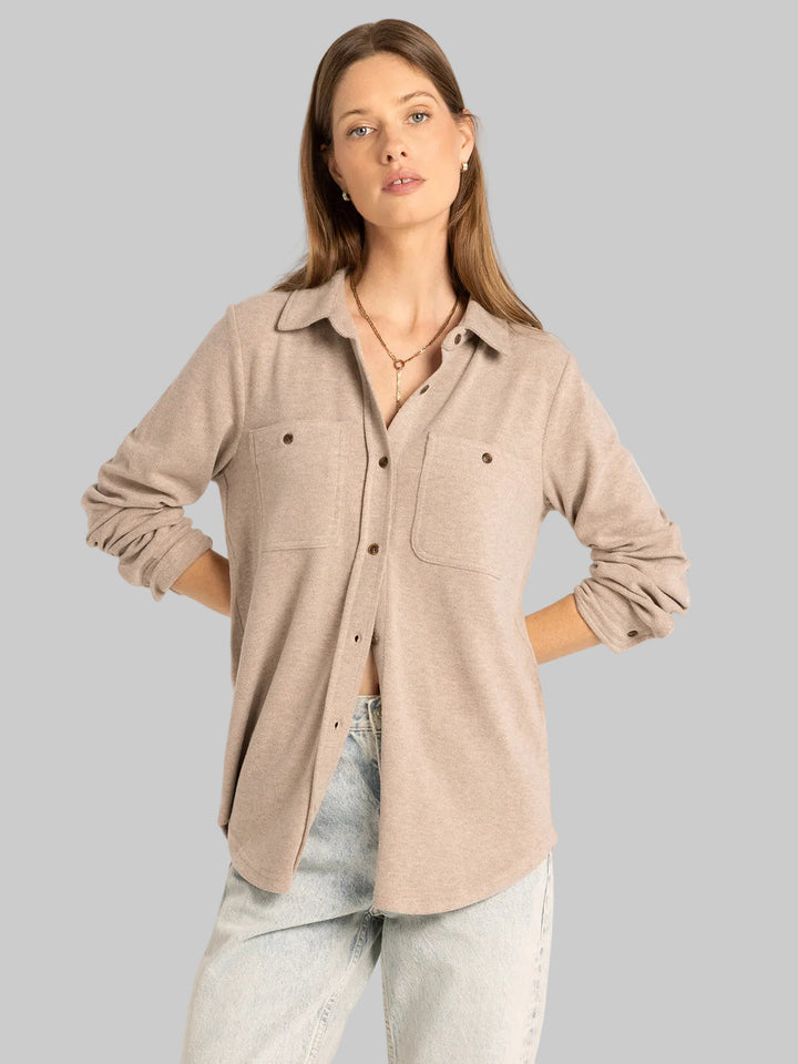 L/S COLLARED LEWIS SHIRT - SOFT BROWN HEATHER