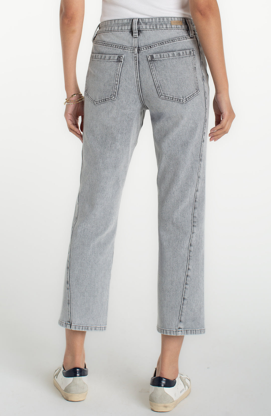 KENNEDY STRAIGHT JEANS W/SEAMING DETAIL AND SLIT - ALPINE GREY