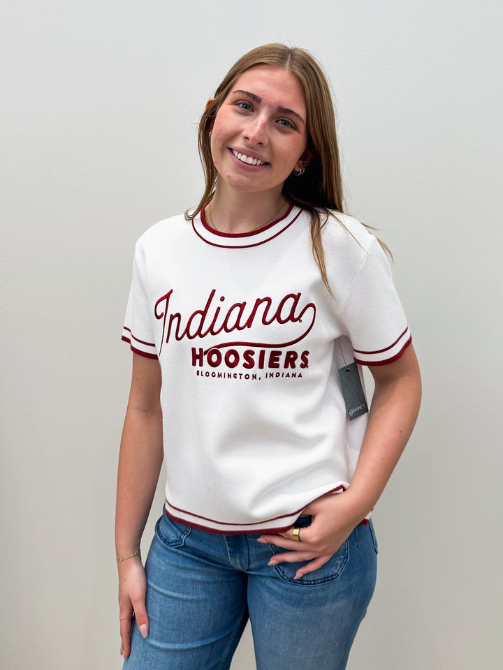 IU CLASSIC LUXE SWEATER TEE - CRIMSON/WHITE