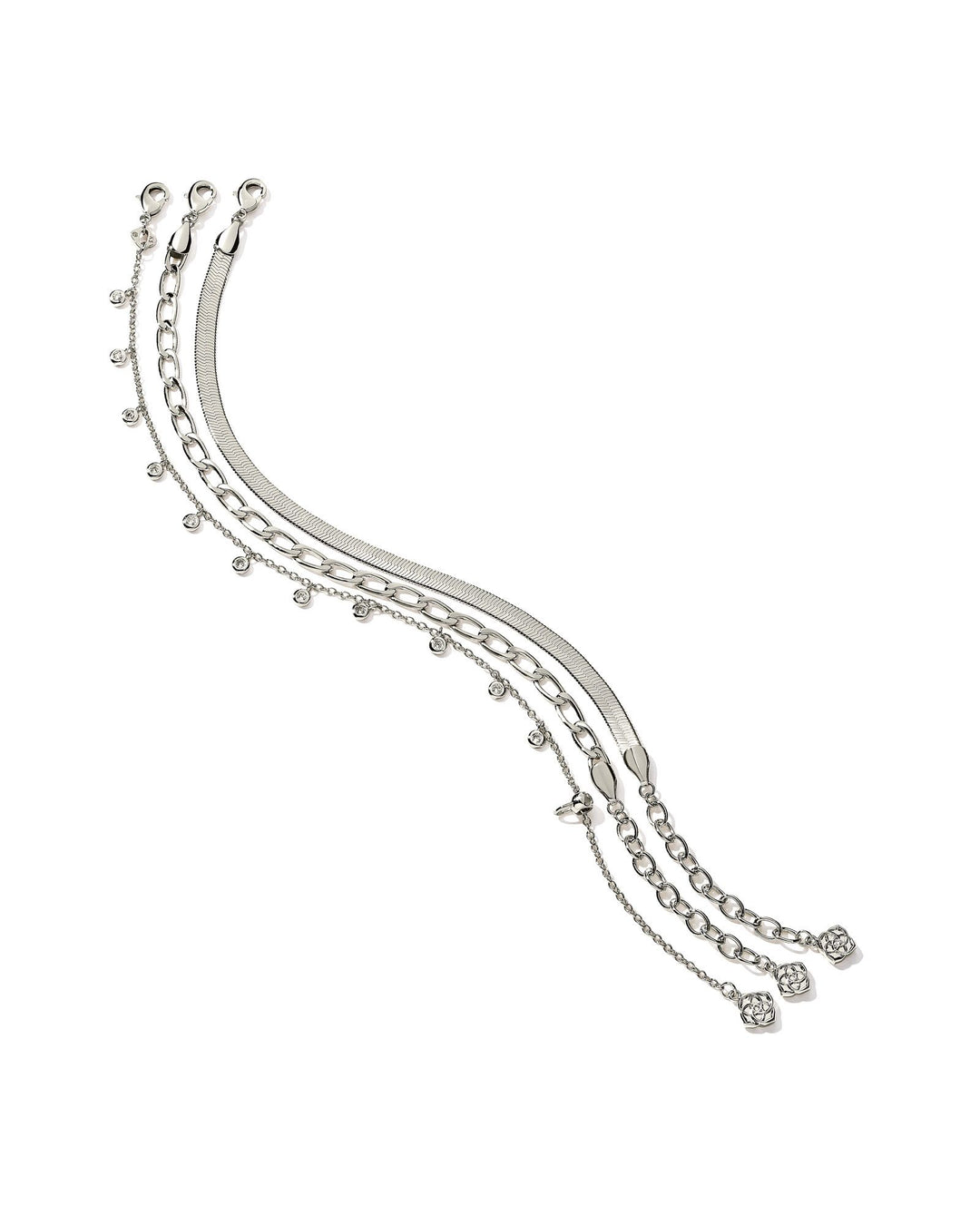 KASSIE S/3 CHAIN BRACELETS - RHODIUM