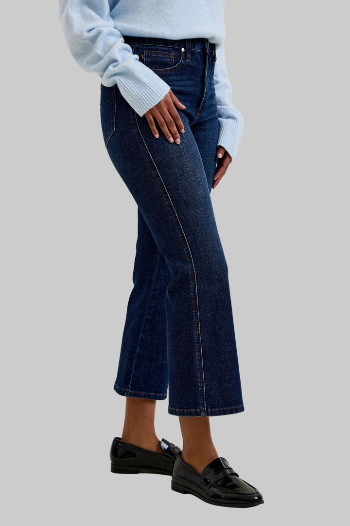 JUDY BLUE AMY KICK FLARE JEANS - RUSTIC INDIGO - INSEAM 27"