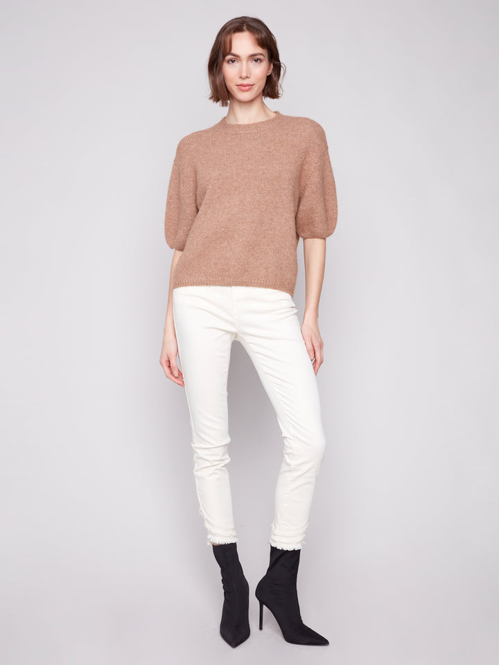 BALLOON ELBOW SLEEVE SWEATER - SESAME