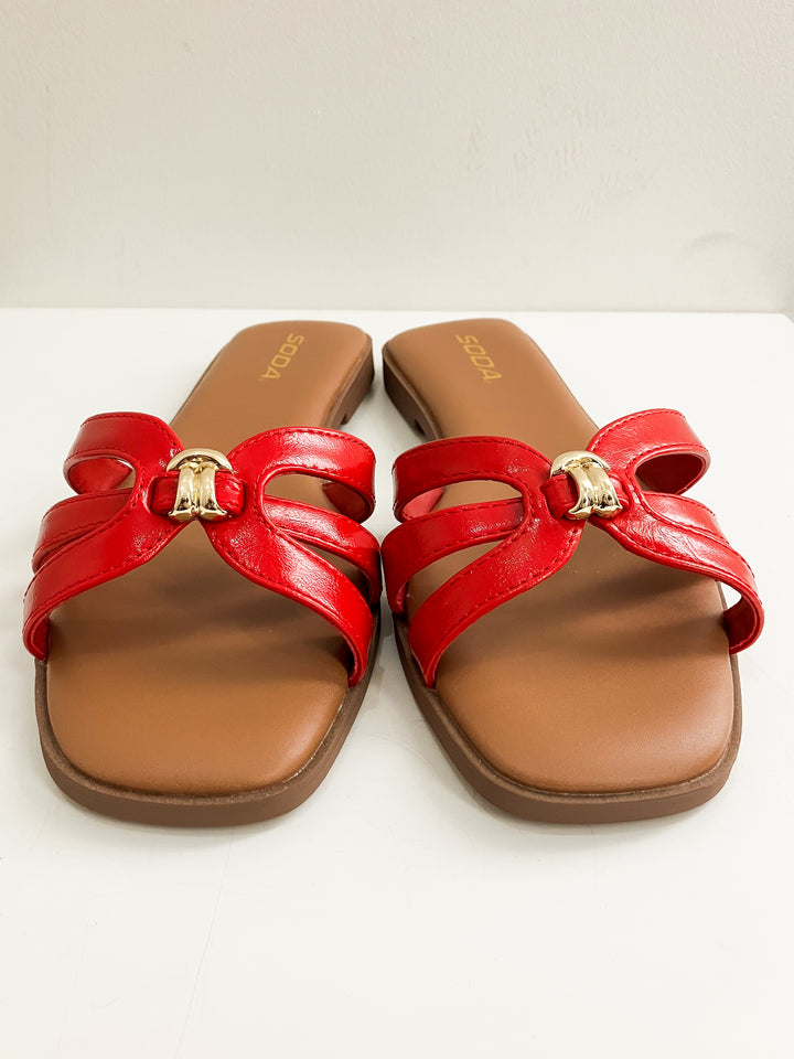 SODA SLIP ON MYRTLE SANDALS - RED