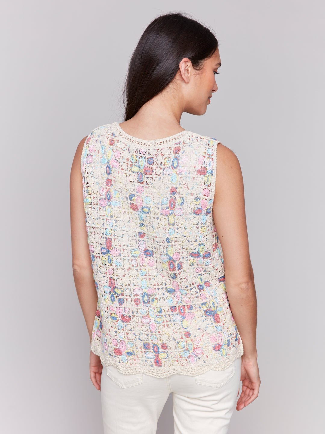 SLEEVELESS CROCHET TOP - NATURAL