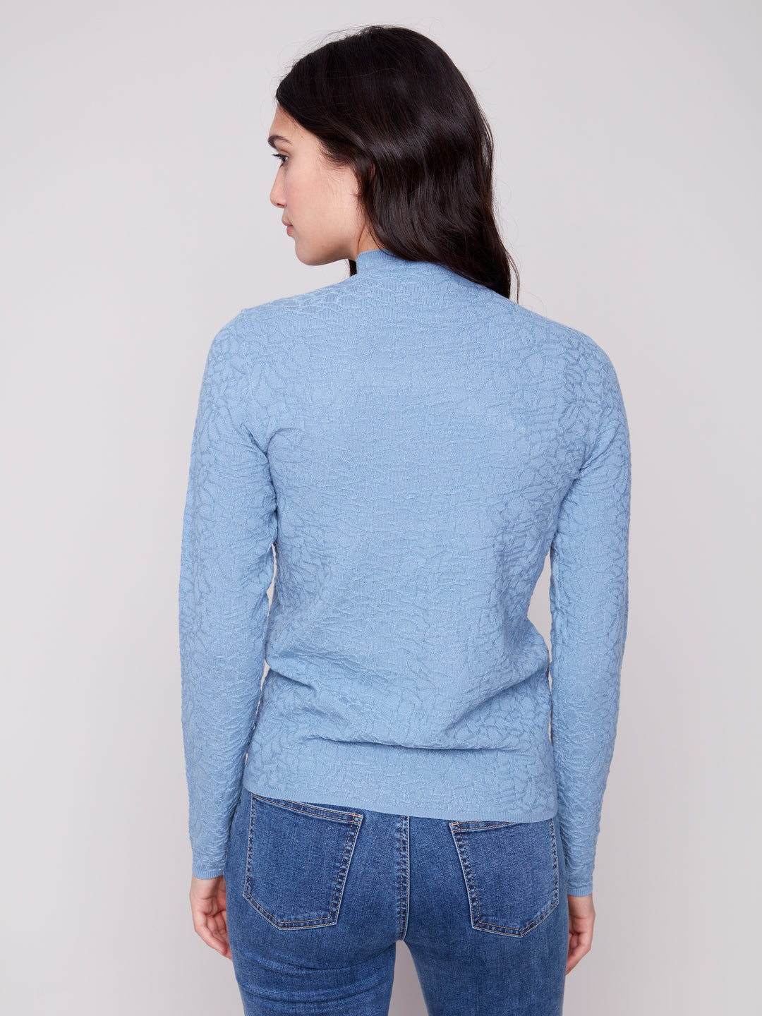 MOCK NECK TEXTURED SWEATER - OXFORD
