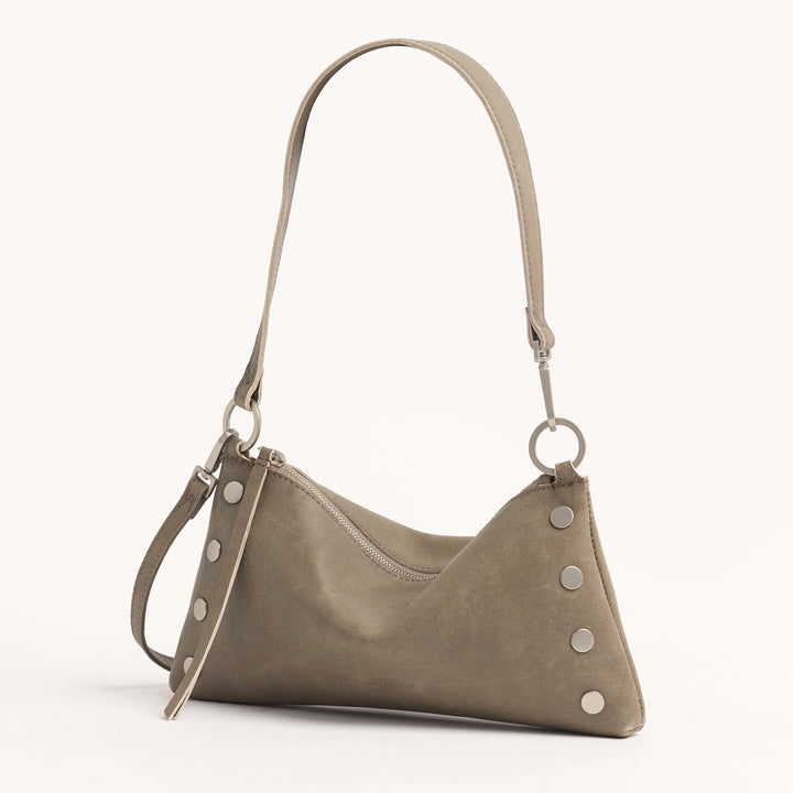 HAMMITT KYLE SMALL HANDBAG - PEWTER PEBBLE/BRUSHED SILVER