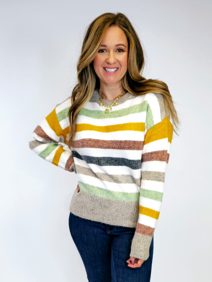 MULTI COLOR STRIPED SWEATER - OFF WHITE