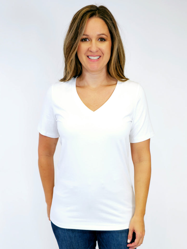 SHORT SLEEVE OLIVIA TEE - WHITE