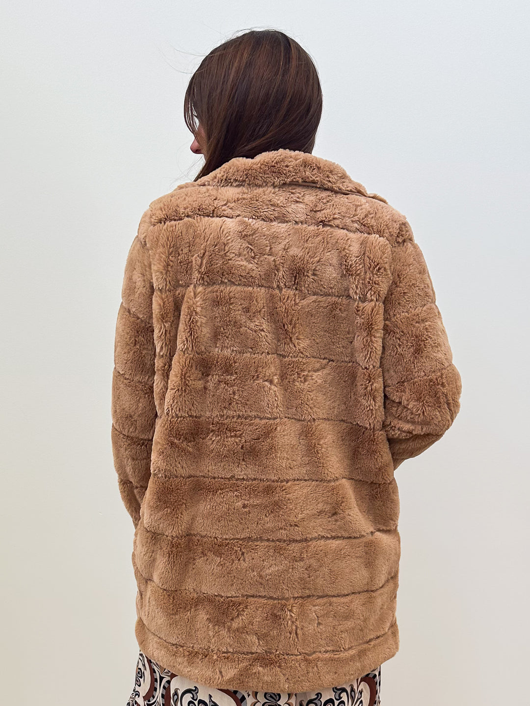 L/S FAUX FUR JACKET - CAMEL