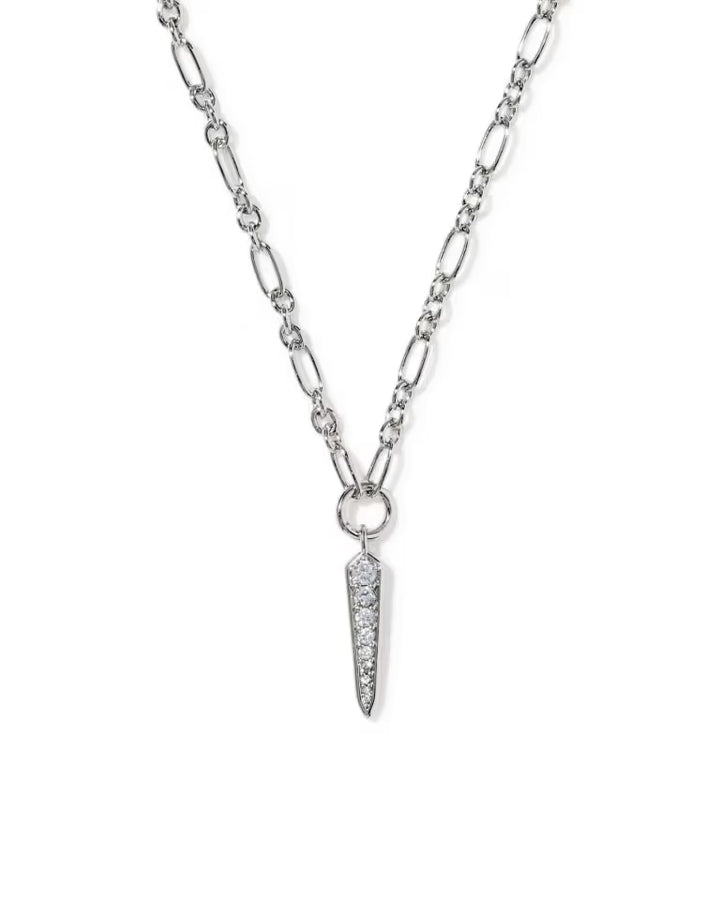 KENDRA SCOTT FATE SHORT PENDANT NECKLACE - SILVER WHITE CZ
