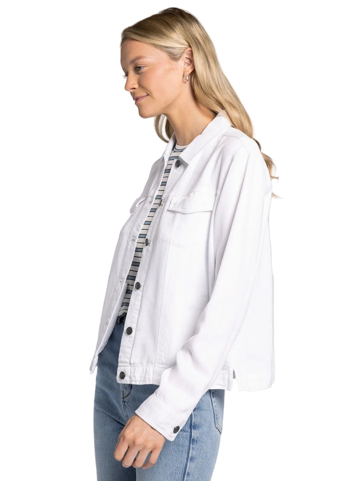 LONG SLEEVE BUTTON FRONT JACKIE JACKET - WHITE