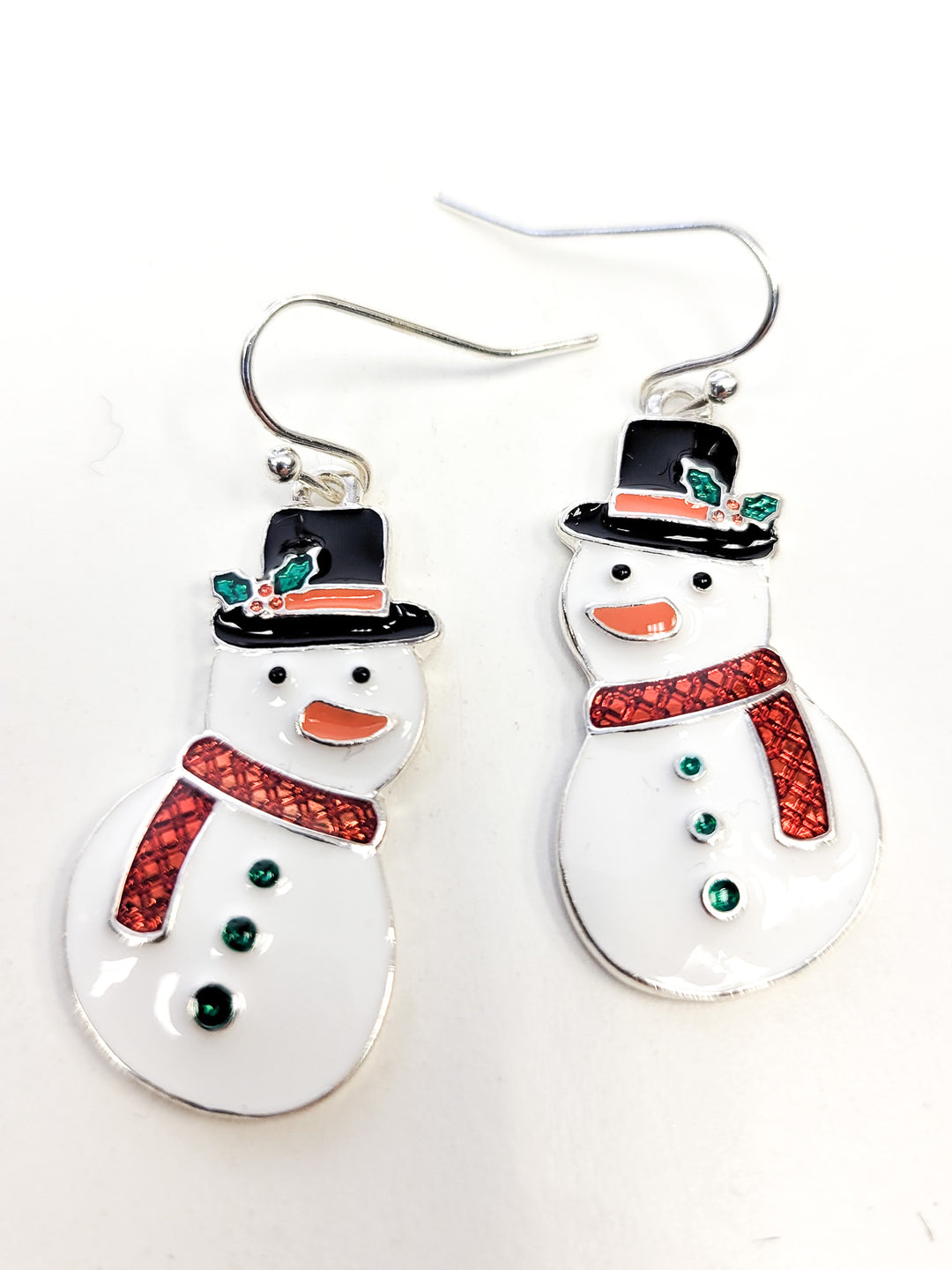 ENAMEL SNOWMAN FRENCH WIRE EARRINGS