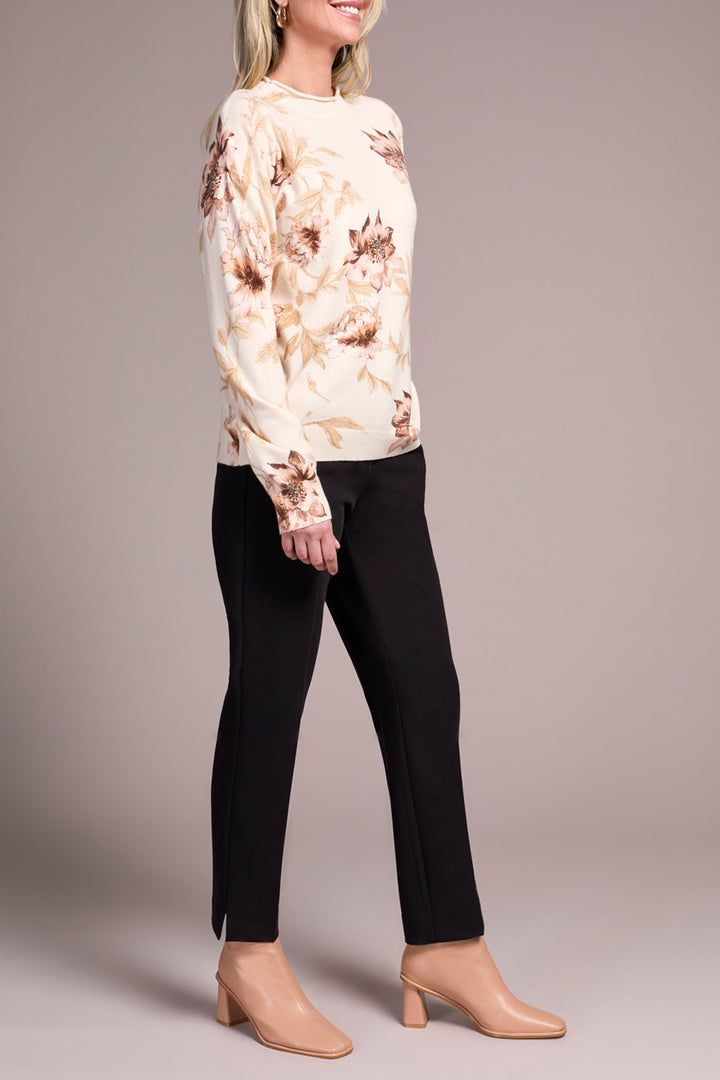 LONG SLEEVE FUNNEL NECK SWEATER - MOONSTONE
