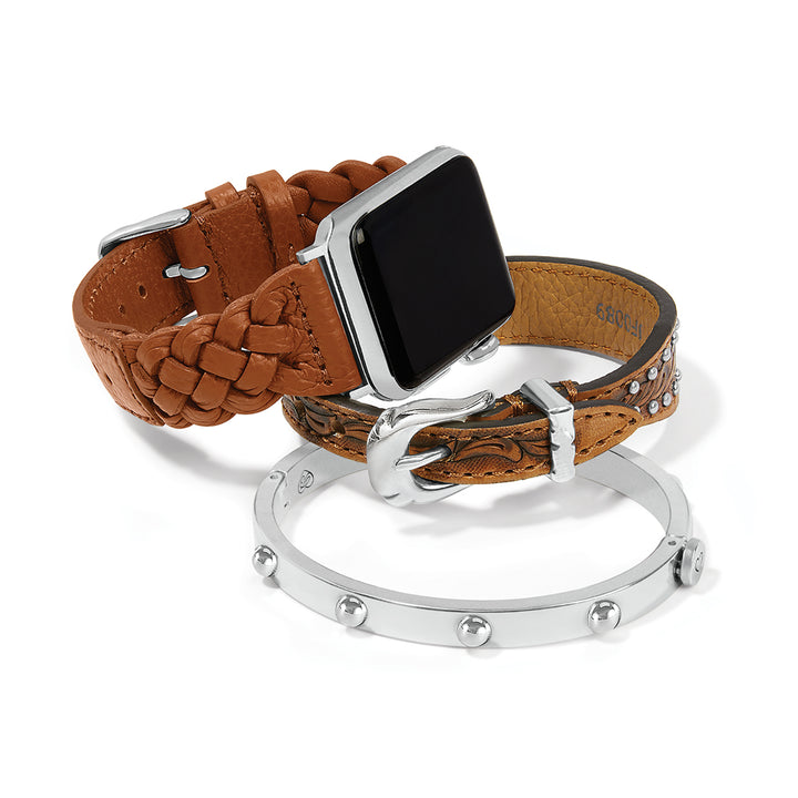 SUTTON BRAIDED LEATHER APPLE WATCH BAND - LUGGAGE