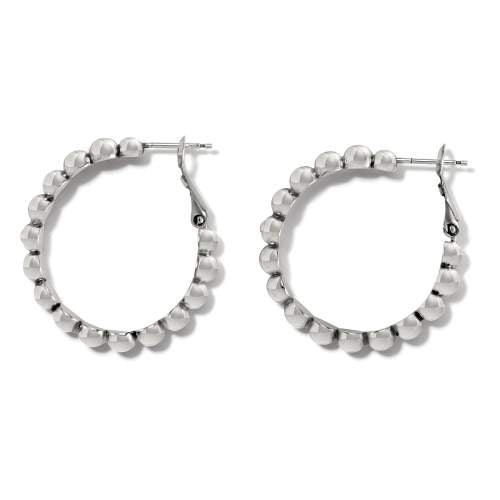 TWINKLE GRANULATION MEDIUM HOOP EARRINGS - SILVER