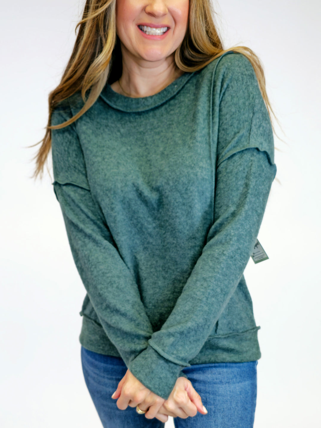 BRUSHED DROP SHOULDER SWEATER - ASH JADE